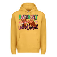 Mustard Naturally unbothered afro nails Premium Hoodie - RanaPortraitStore