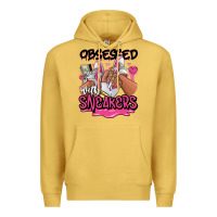 Antique Gold Obsessed with sneakers pink afro woman Premium Hoodie - RanaPortraitStore