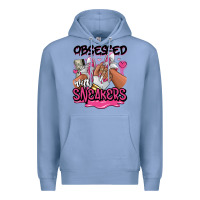 Colony Blue Obsessed with sneakers pink afro woman Premium Hoodie - RanaPortraitStore