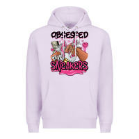Lilac Obsessed with sneakers pink afro woman Premium Hoodie - RanaPortraitStore