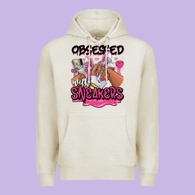 Obsessed With Sneakers Pink Afro Woman Premium Hoodie Designed By Ranaportraitstore