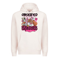 Pale Pink Obsessed with sneakers pink afro woman Premium Hoodie - RanaPortraitStore