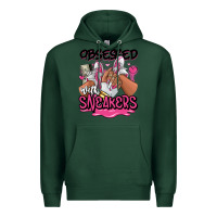 Sports Green Obsessed with sneakers pink afro woman Premium Hoodie - RanaPortraitStore