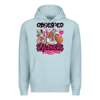 Blue Mist Obsessed with sneakers pink afro woman Premium Hoodie - RanaPortraitStore