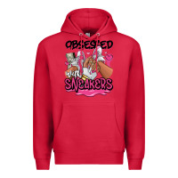 Cardinal Obsessed with sneakers pink afro woman Premium Hoodie - RanaPortraitStore