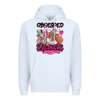 White Obsessed with sneakers pink afro woman Premium Hoodie - RanaPortraitStore
