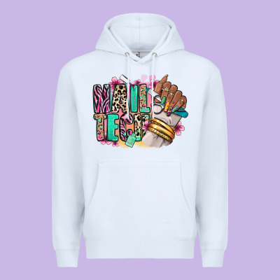 Nail Tech Afro Nail Art Premium Hoodie Designed By Ranaportraitstore