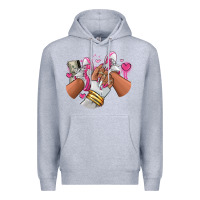Heather Grey Pink and white sneaker girl Premium Hoodie - RanaPortraitStore