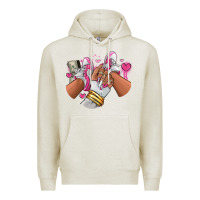 Oatmeal Heather Pink and white sneaker girl Premium Hoodie - RanaPortraitStore