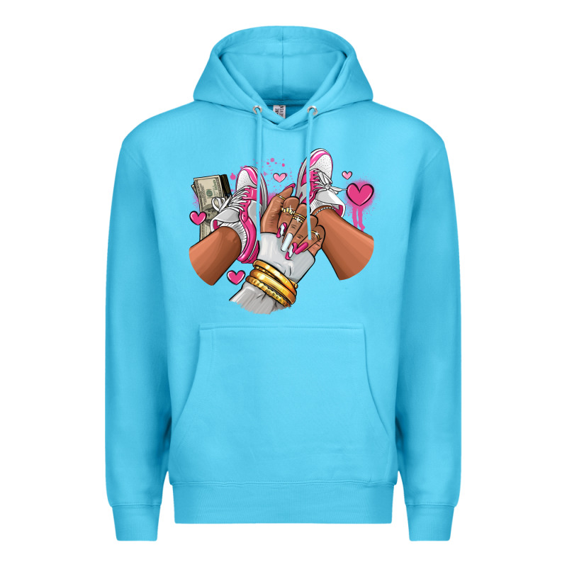 Pink And White Sneaker Girl Premium Hoodie by RanaPortraitStore | Teevron