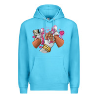 Ocean Blue Pink and white sneaker girl Premium Hoodie - RanaPortraitStore
