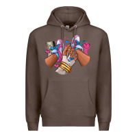 Coffee Pink and blue sneaker girl Premium Hoodie - RanaPortraitStore