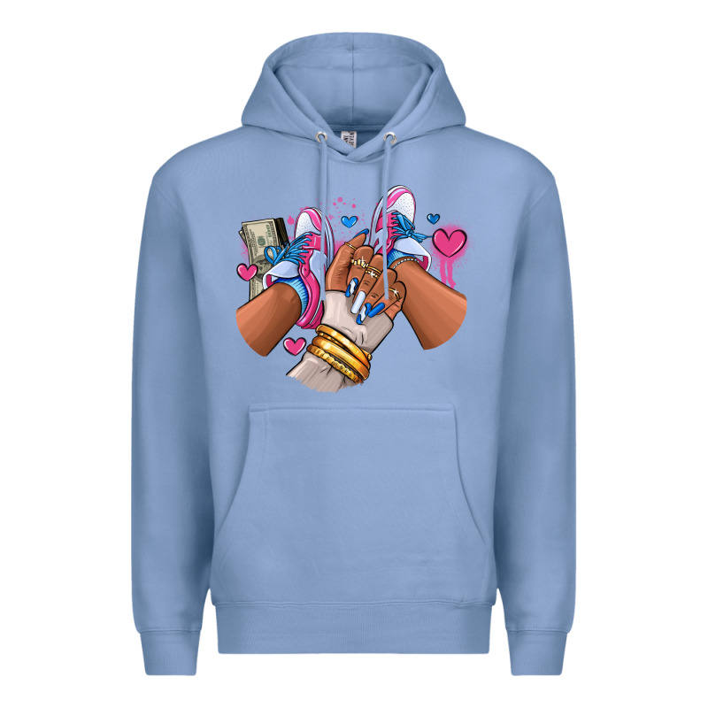 Pink And Blue Sneaker Girl Premium Hoodie by RanaPortraitStore | Teevron