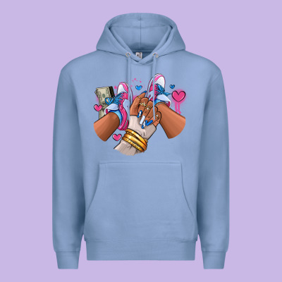 Pink And Blue Sneaker Girl Premium Hoodie Designed By Ranaportraitstore