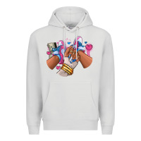 Dove Grey Pink and blue sneaker girl Premium Hoodie - RanaPortraitStore