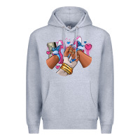 Heather Grey Pink and blue sneaker girl Premium Hoodie - RanaPortraitStore