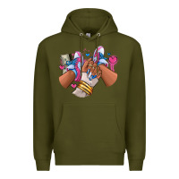 Army Green Pink and blue sneaker girl Premium Hoodie - RanaPortraitStore