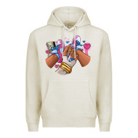 Oatmeal Heather Pink and blue sneaker girl Premium Hoodie - RanaPortraitStore