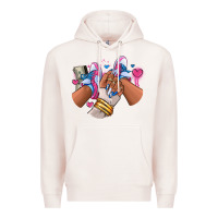 Pale Pink Pink and blue sneaker girl Premium Hoodie - RanaPortraitStore