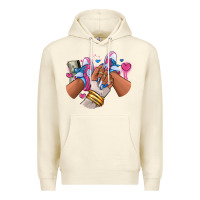 Sandshell Pink and blue sneaker girl Premium Hoodie - RanaPortraitStore