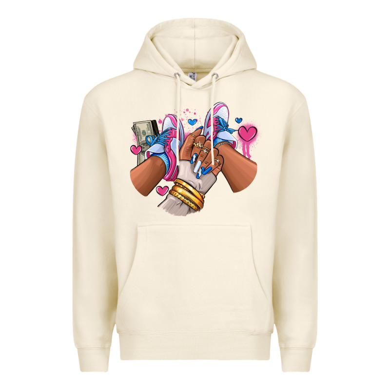Pink And Blue Sneaker Girl Premium Hoodie by RanaPortraitStore | Teevron