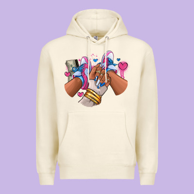 Pink And Blue Sneaker Girl Premium Hoodie Designed By Ranaportraitstore