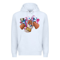 White Pink and blue sneaker girl Premium Hoodie - RanaPortraitStore