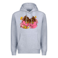 Heather Grey Pink afro nails Premium Hoodie - RanaPortraitStore
