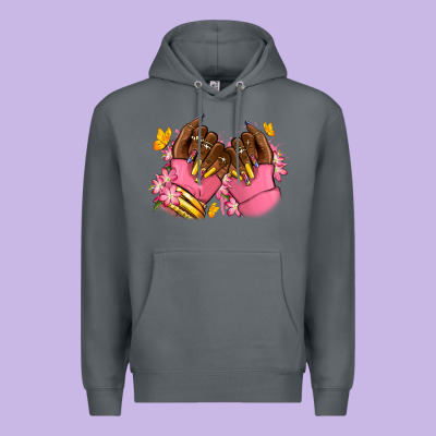 Pink Afro Nails Premium Hoodie Designed By Ranaportraitstore
