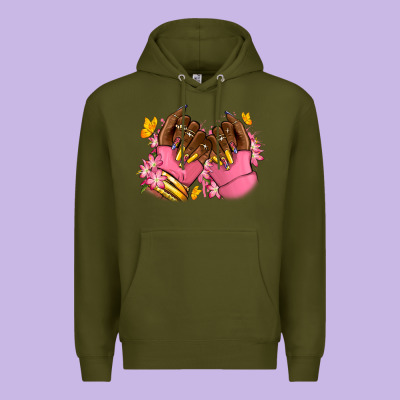 Pink Afro Nails Premium Hoodie Designed By Ranaportraitstore
