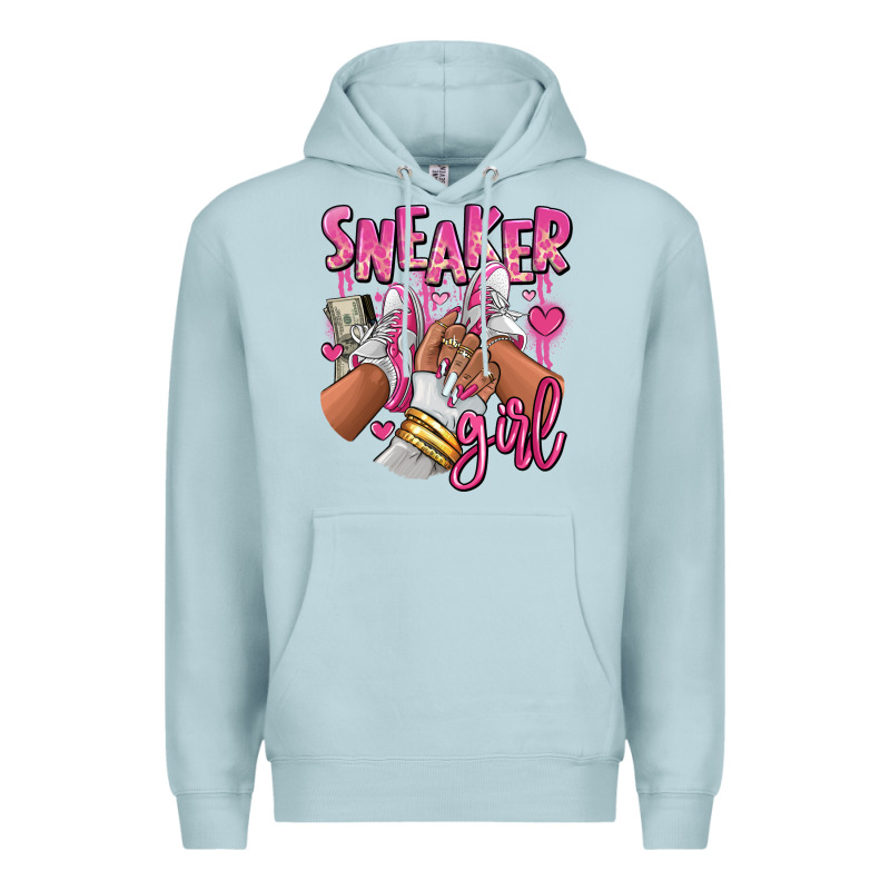Pink And White Sneaker Girl Premium Hoodie by RanaPortraitStore | Teevron