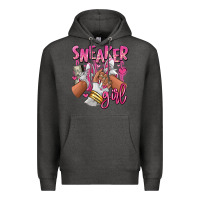 Charcoal Heather Pink and white sneaker girl Premium Hoodie - RanaPortraitStore