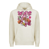 Oatmeal Heather Pink and white sneaker girl Premium Hoodie - RanaPortraitStore