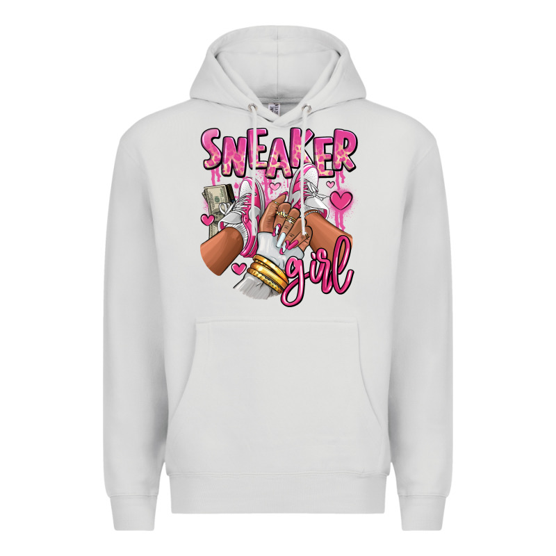 Pink And White Sneaker Girl Premium Hoodie by RanaPortraitStore | Teevron