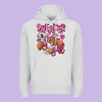 Pink And White Sneaker Girl Premium Hoodie Designed By Ranaportraitstore