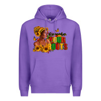 Purple Remember your roots Afro American Premium Hoodie - RanaPortraitStore