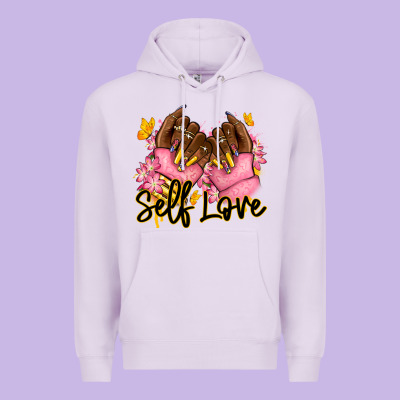 Self Love Pink Afro Nails Premium Hoodie Designed By Ranaportraitstore