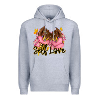 Heather Grey Self love pink afro nails Premium Hoodie - RanaPortraitStore