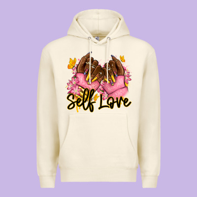 Self Love Pink Afro Nails Premium Hoodie Designed By Ranaportraitstore