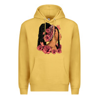 Antique Gold Pink roses afro woman Premium Hoodie - RanaPortraitStore
