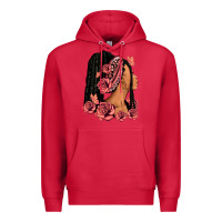 Cardinal Pink roses afro woman Premium Hoodie - RanaPortraitStore