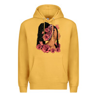 Mustard Pink roses afro woman Premium Hoodie - RanaPortraitStore