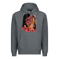 Rock Pink roses afro woman Premium Hoodie - RanaPortraitStore