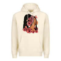 Pink Roses Afro Woman Premium Hoodie | Teevron