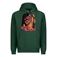 Sports Green Pink roses afro woman Premium Hoodie - RanaPortraitStore