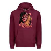 Burgundy Pink roses afro woman Premium Hoodie - RanaPortraitStore