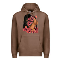 Chestnut Pink roses afro woman Premium Hoodie - RanaPortraitStore