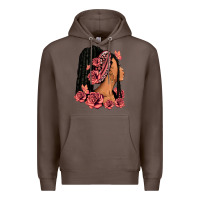 Coffee Pink roses afro woman Premium Hoodie - RanaPortraitStore