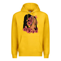 Lemon Pink roses afro woman Premium Hoodie - RanaPortraitStore