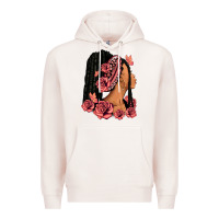 Pale Pink Pink roses afro woman Premium Hoodie - RanaPortraitStore